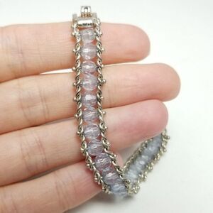 Vintage Beaded and Silver Tone Chain, Unique Design, Stacking Estate Bangle